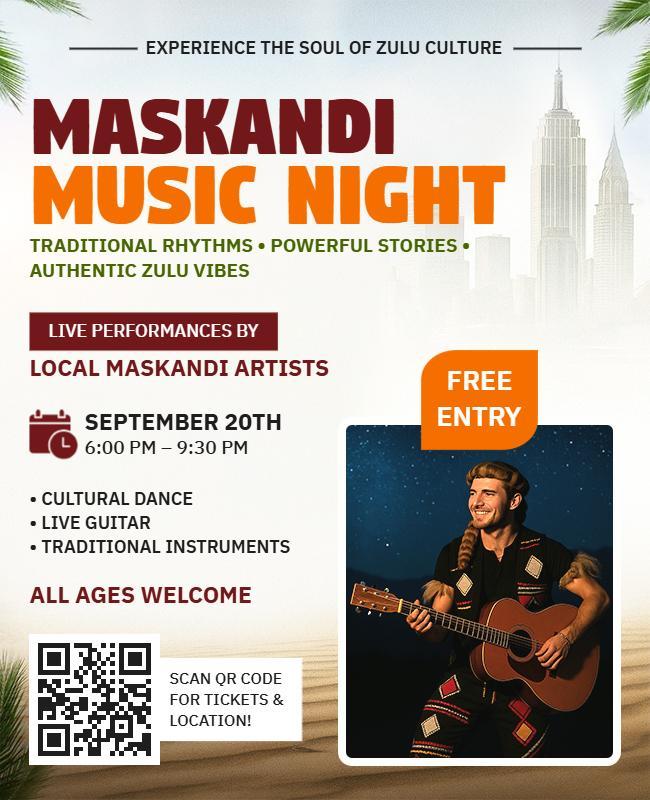 Cultural Maskandi Music Night Event Celebration Flyer Template