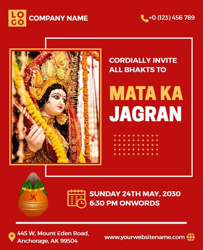 Cultural Mata Ka Jagran Invitation Flyer Template