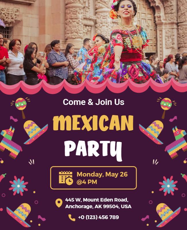 Cultural Mexican Party Celebration Flyer Template