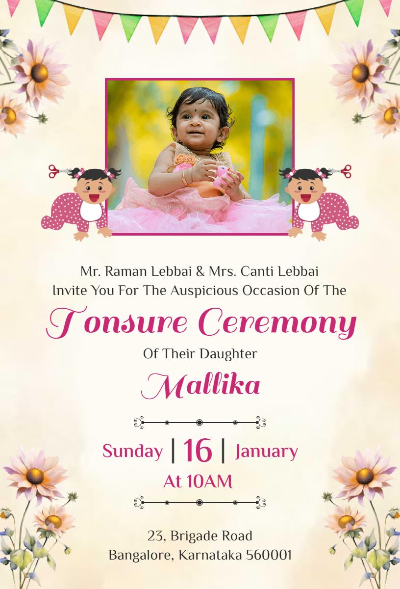 Cultural Mundan Ceremony Celebration Invitation Template