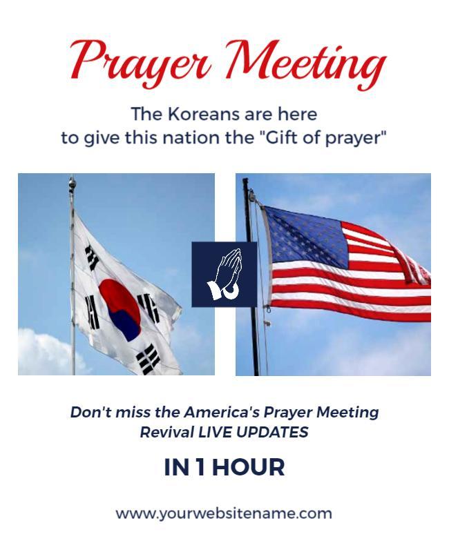 Cultural Prayer Meeting with Flags for Spiritual Revival Poster Template