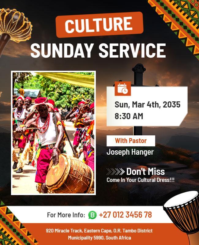 Cultural Sunday Service Event Flyer Template