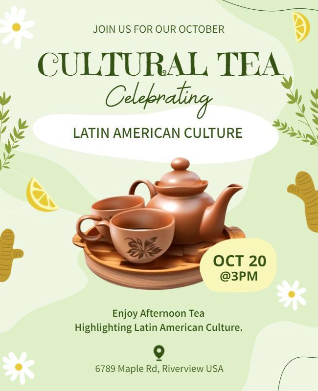 Cultural Tea Event Celebrating Latin American Culture Flyer Template