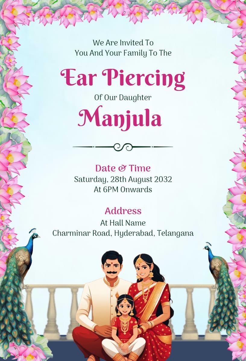 Cultural Traditional Ear Piercing Ceremony Invitation Template