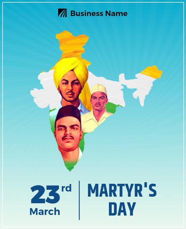 Cultural Tribute to Martyrs Day in India Poster Template
