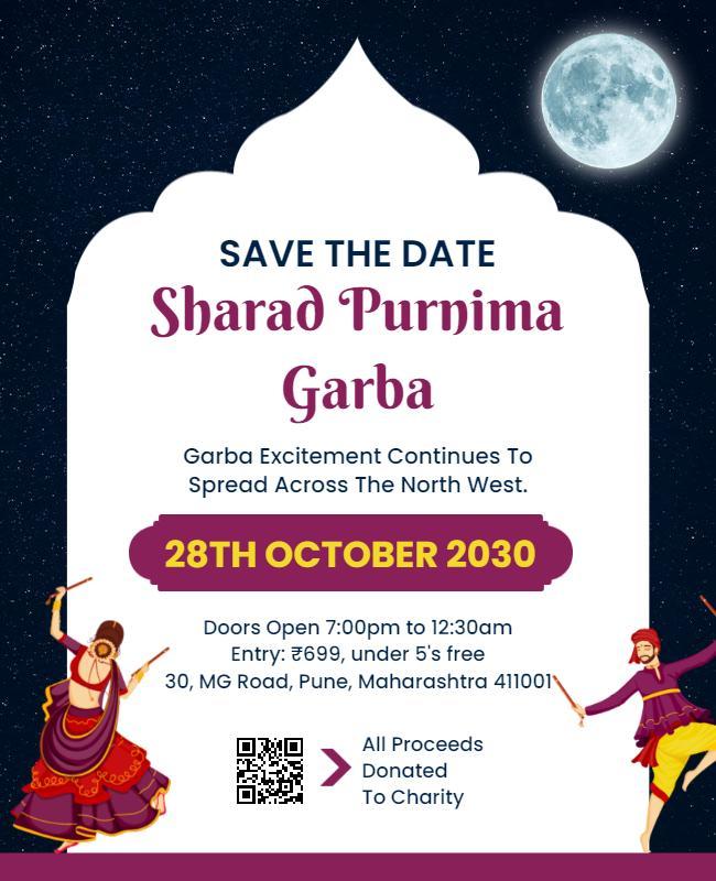 Cultural Vibrant Sharad Purnima Garba Celebration Poster Template