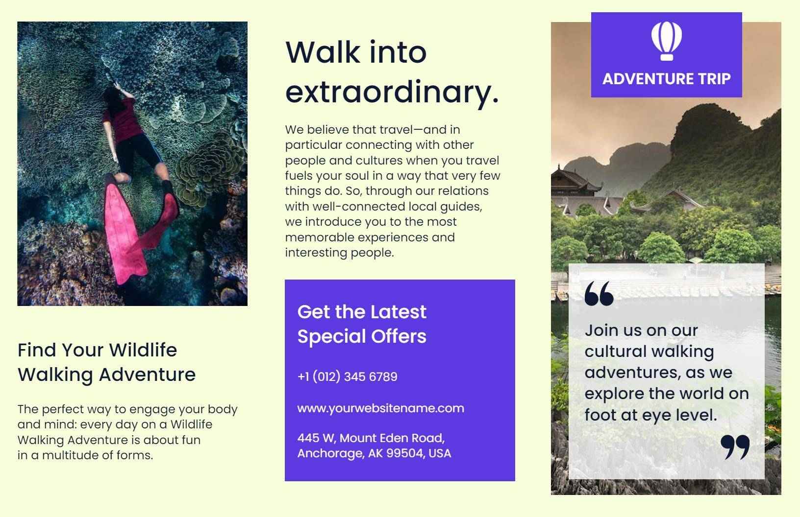 Cultural Walking Tours Scheduled Group Trips Travel Brochure Template