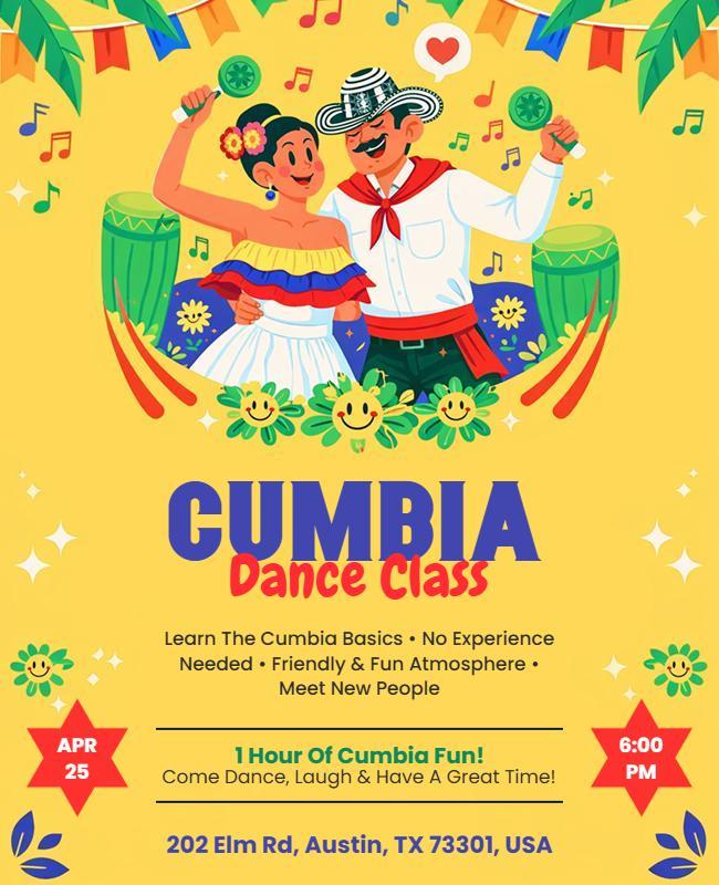 Cumbia Dance Class Promotional Flyer Template