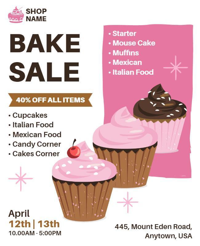 Cupcake and Dessert Bake Sale Flyer Template