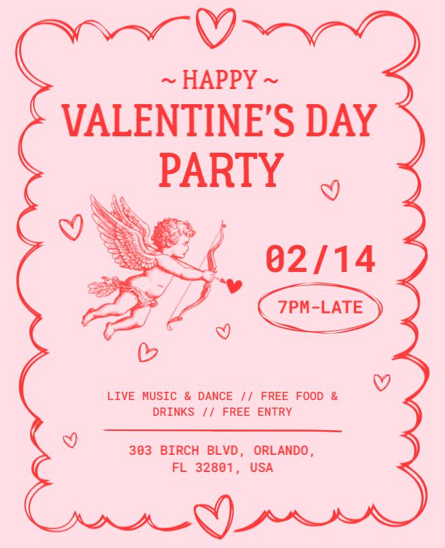 Cupid Theme Valentine's Party Flyer Template