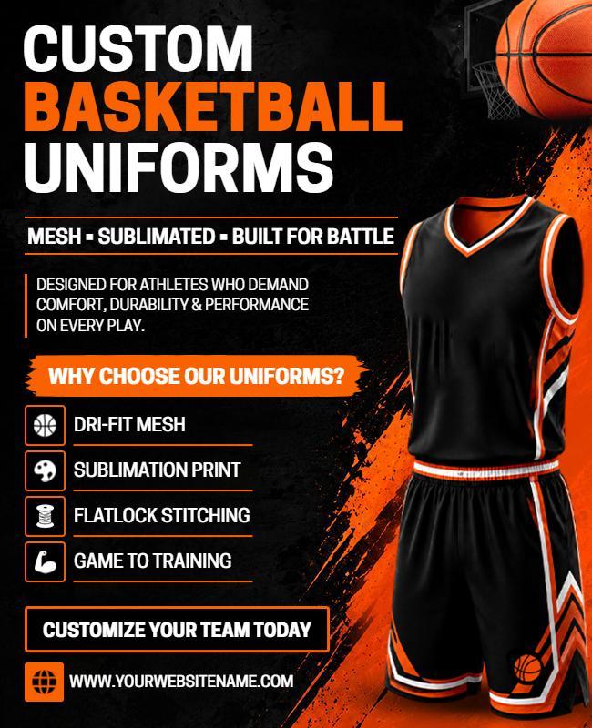 Custom Basketball Uniforms Promotion Flyer Template