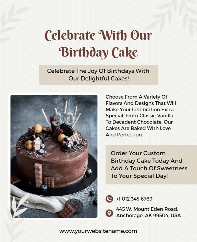 Custom Birthday Cake Celebration Flyer Template