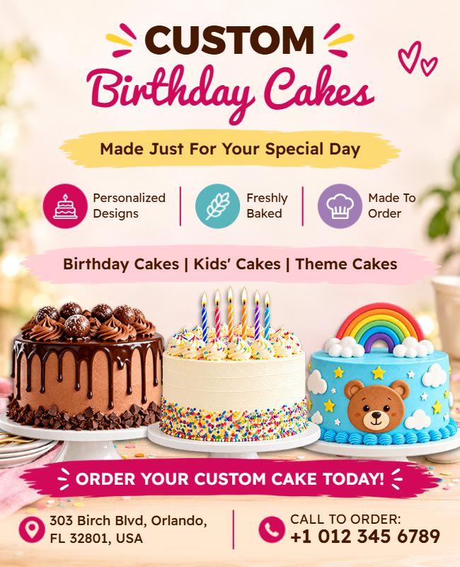 Custom Birthday Cake Order Flyer Template