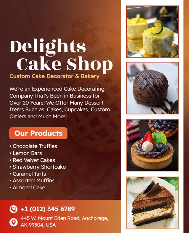 Custom Cake Shop Bakery Promotion Flyer Template