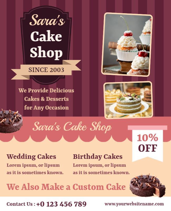 Custom Cake Shop Promotion Flyer Template