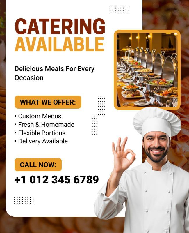 Custom Catering Services Available Promotion Flyer Template