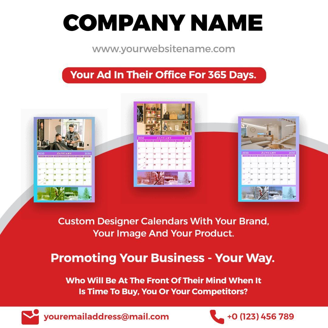 Custom Designer Calendars for Business Branding Ad Template