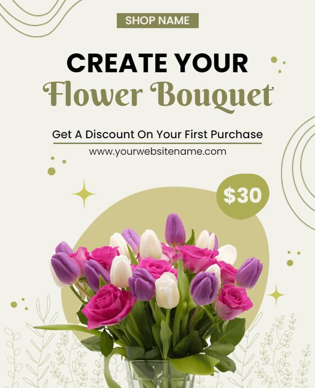 Custom Flower Bouquet Promotion Flyer Template