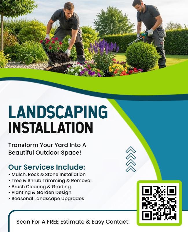 Custom Landscaping Installation Services Flyer Template