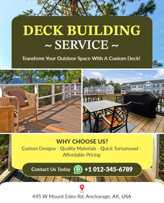 Custom Outdoor Deck Building Service Flyer Template