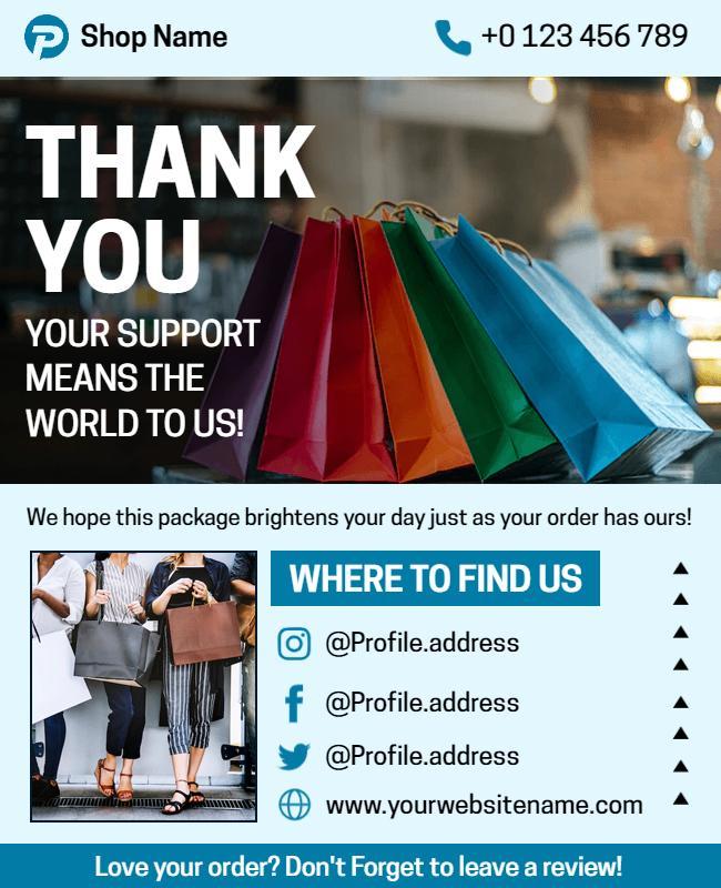 Colorful Shopping Bags Thank You Support Flyer Template