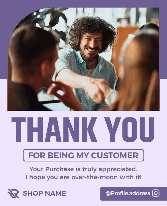 Cheerful Purple Customer Appreciation Thank You Flyer Template