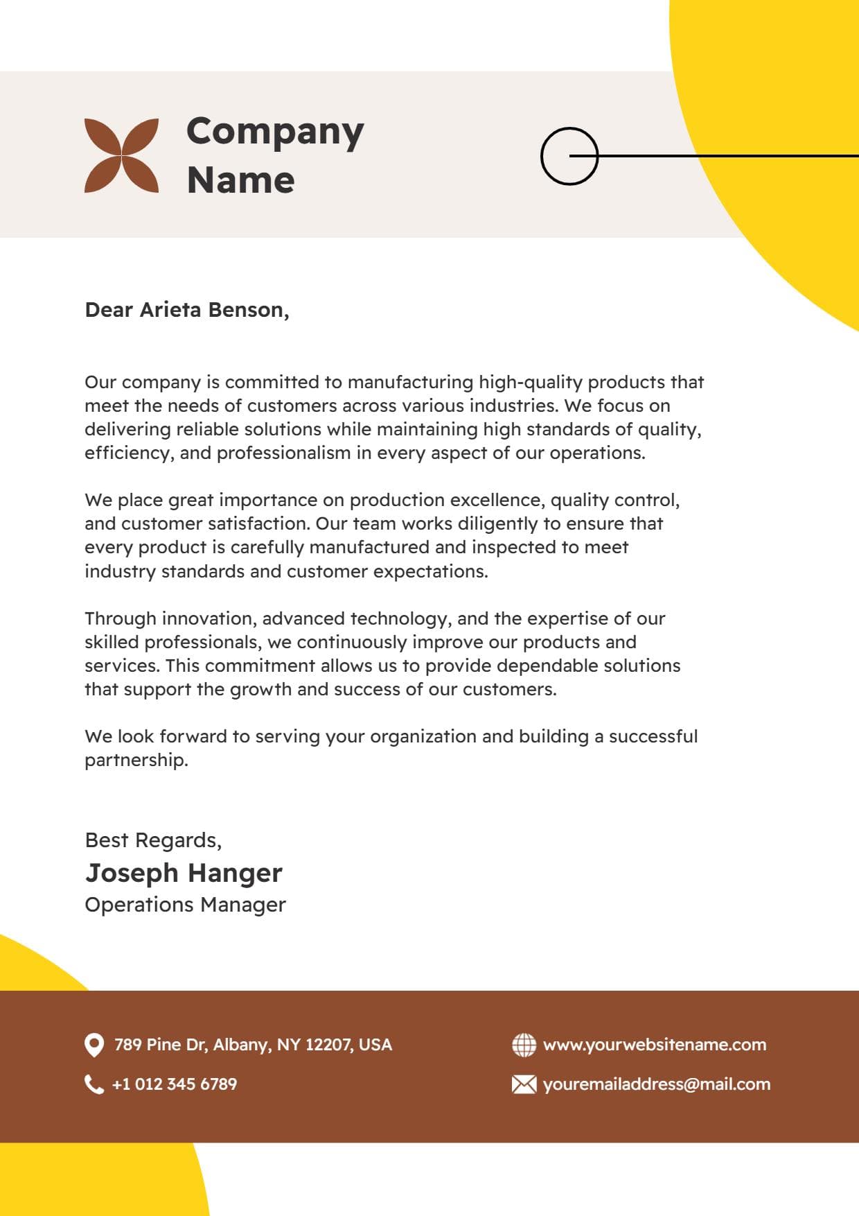 Customer Satisfaction Focused Company Letterhead Template