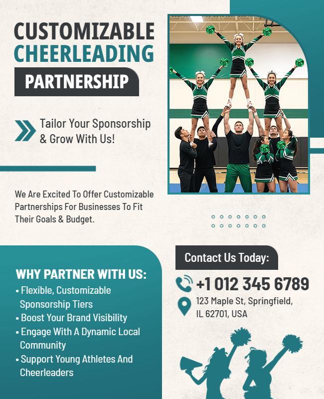 Customizable Cheerleading Partnership Sponsorship Flyer Template