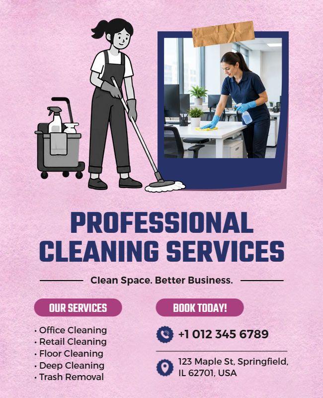 Customized Purple Cleaning Service Booking Flyer Template
