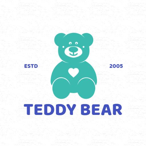 Cute Aqua Teddy Bear Design Representing Comfort and Joy Logo Template