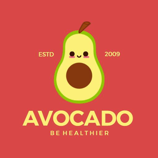 Cute Avocado Character Design Promoting Healthier Living Logo Template