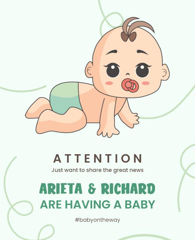 Cute Baby Announcement Flyer Template