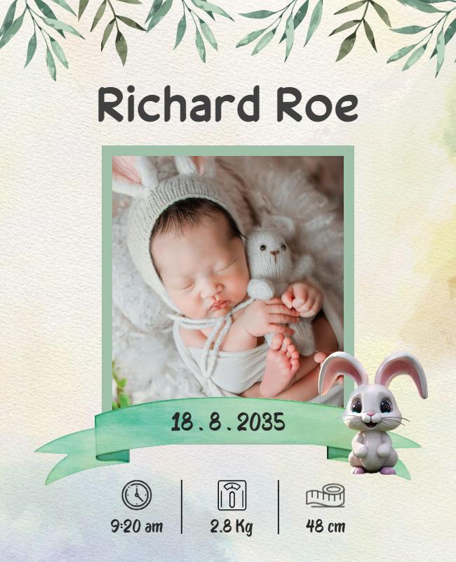 Cute Baby Birth Announcement Flyer Template