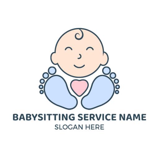 Cute Baby Design Featuring Gentle Colors for Babysitting Logo Template