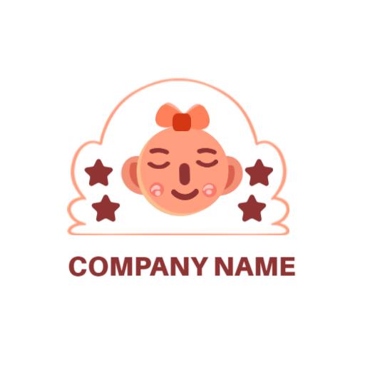 Cute Baby Face with Happy Expression and Stars Logo Template