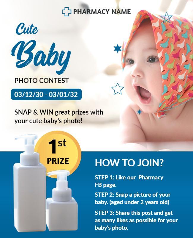 Cute Baby Photo Contest Announcement Flyer Template