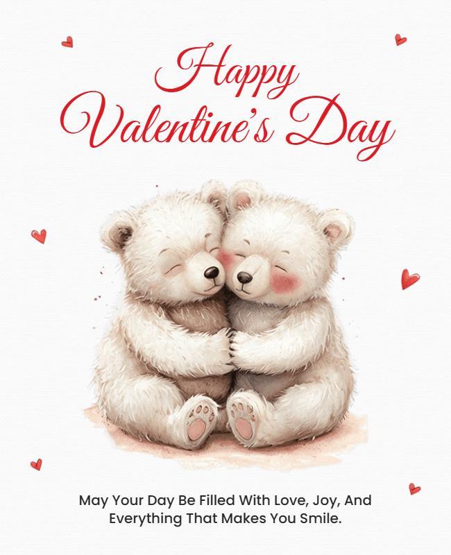 Cute Bear Illustration for Happy Valentine's Day Poster Template