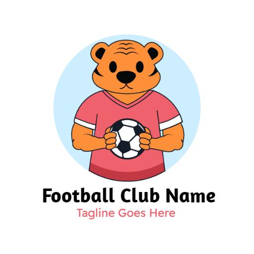 Cute Bear Mascot Holding a Football Club Logo Template