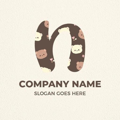 Cute Bear Patterned N Letter Logo Perfect for Kids Branding Logo Template