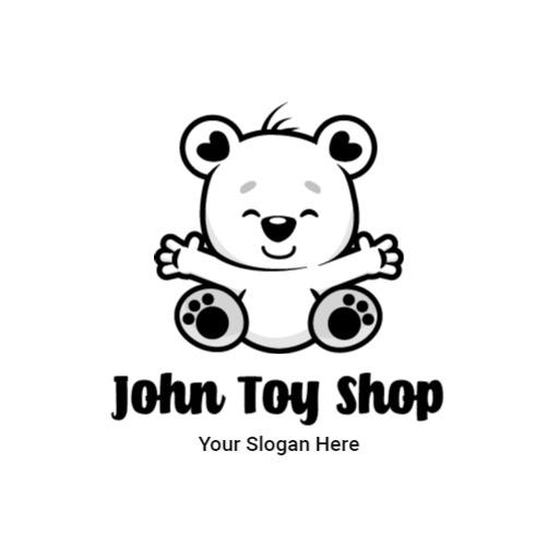 Cute Black and White Bear Mascot for a Toy Shop Logo Template