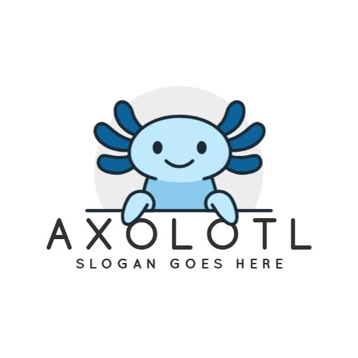 Cute Blue Axolotl Character Bringing Joyful Vibes Logo Template
