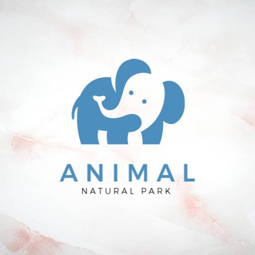 Cute Blue Cartoon Elephant for Animal Natural Park Logo Template