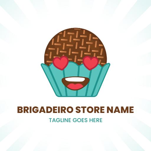 Cute Blue Cupcake with Brigadeiro for Dessert Lovers Logo Template
