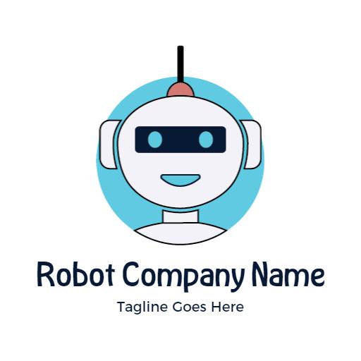 Cute Blue Robot Design with Friendly Features Logo Template
