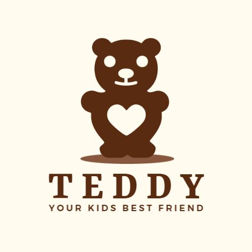 Cute Brown Teddy Bear Design for Children's Toy Logo Template