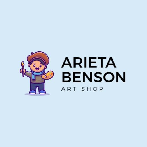 Cute Cartoon Artist Character Promoting Art Shop Logo Template