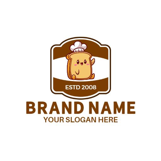 Cute Cartoon Bread Character Enhancing Sandwich Delight Logo Template