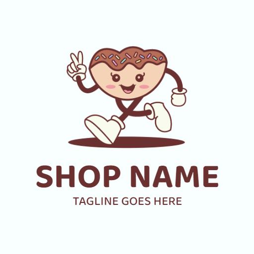 Cute Cartoon Character Celebrating Delicious Pukis Logo Template