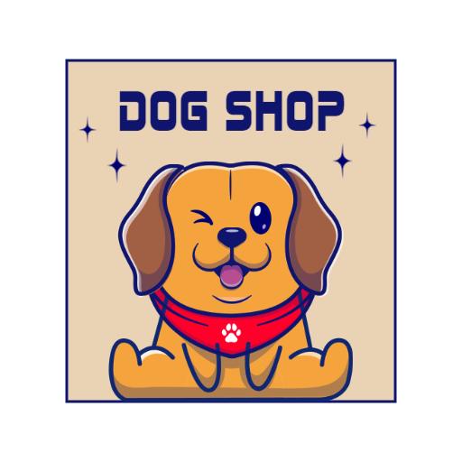 Cute Cartoon Dog with Retro Style for Dog Shop Logo Template