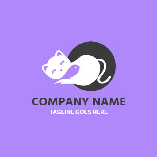 Cute Cat and Fish Design Representing Pets Care Logo Template